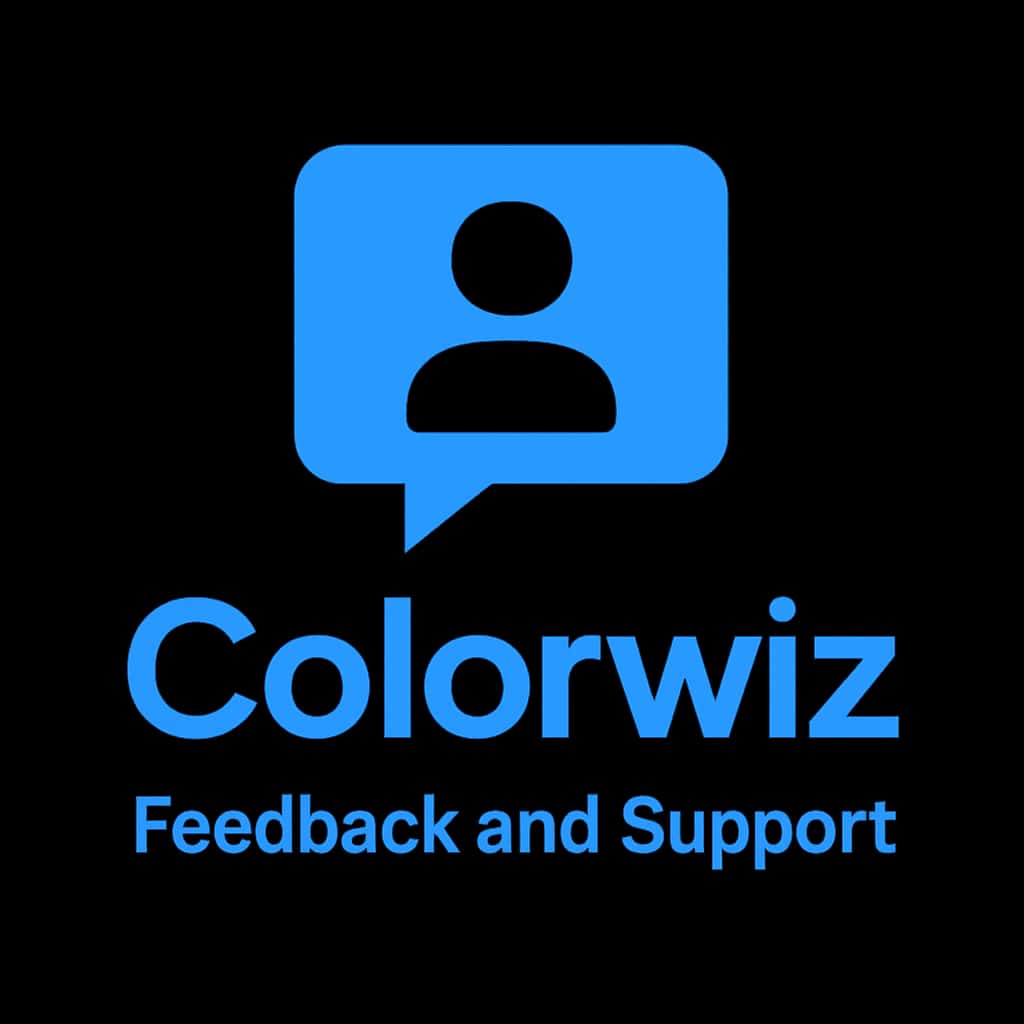An icon representing Colorwiz Feedback and Support, with clear branding.