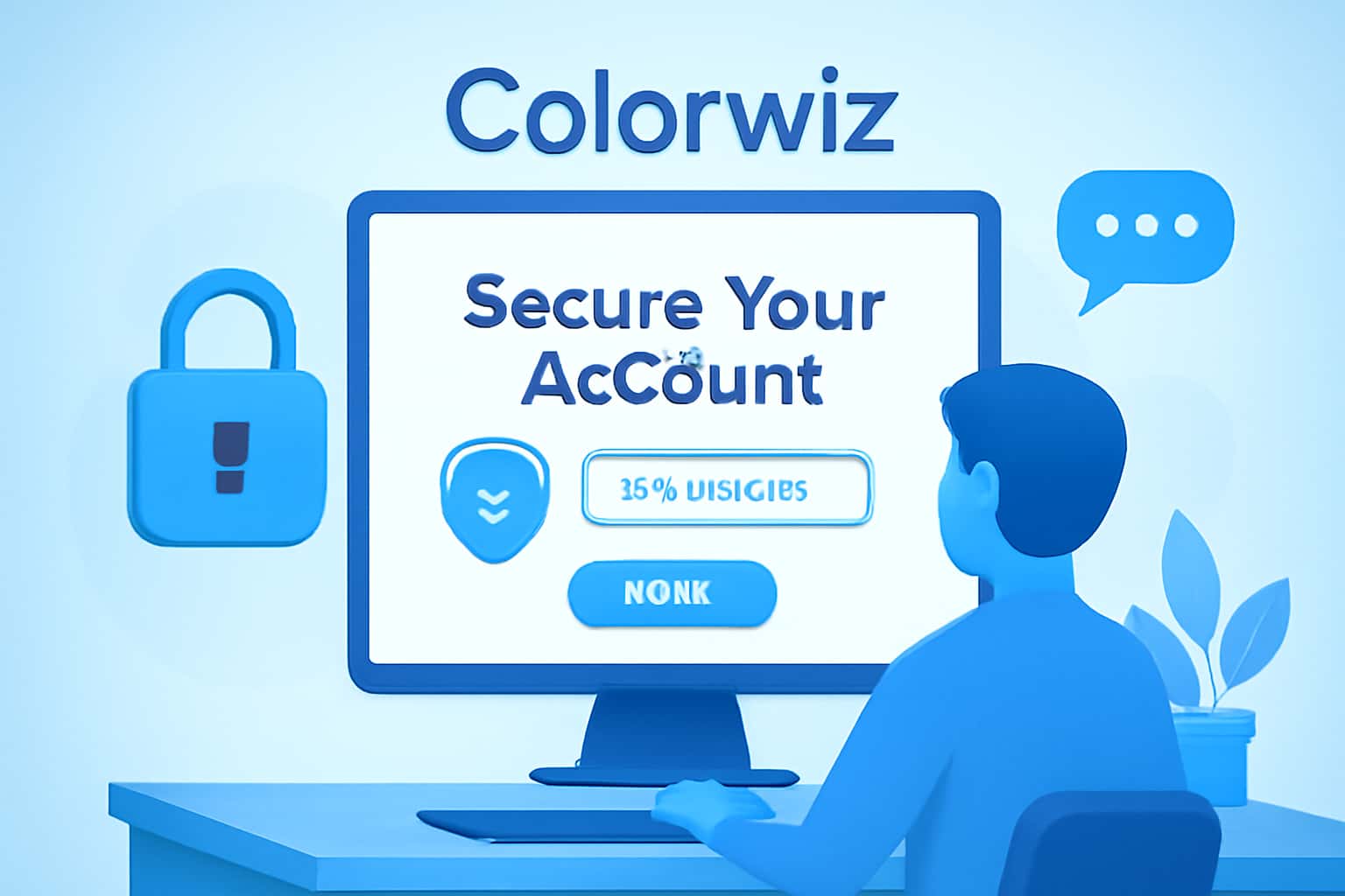 A professional illustration representing the security features of a Colorwiz account.