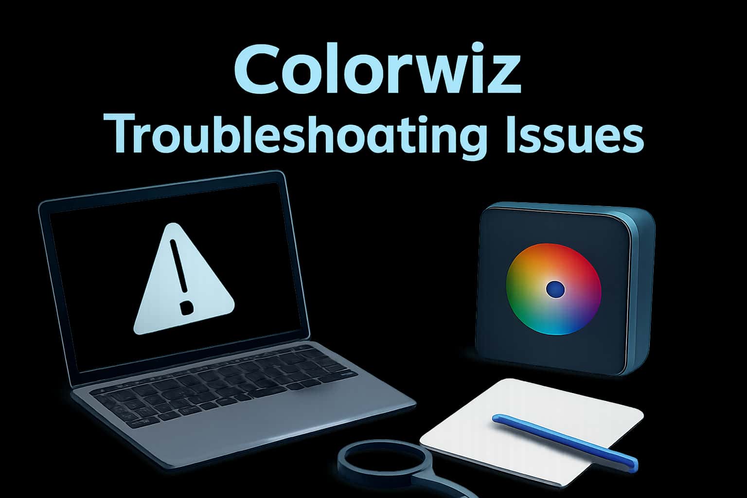 An informative scene depicting troubleshooting steps for Colorwiz issues.